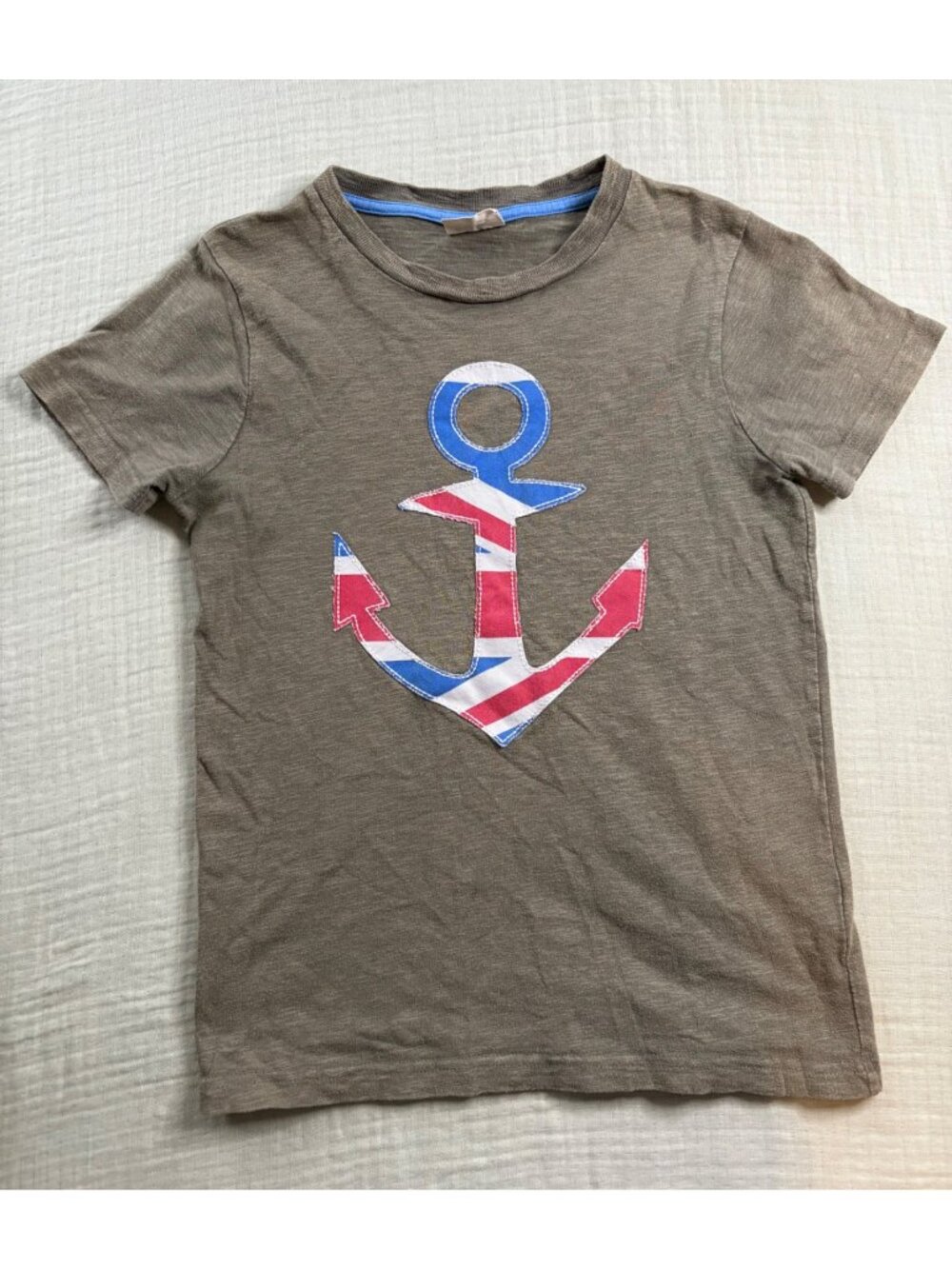 Mini Boden Kids Anchor Graphic Tee Brown/Army Green Size 7-8Y 100% Cotton Short